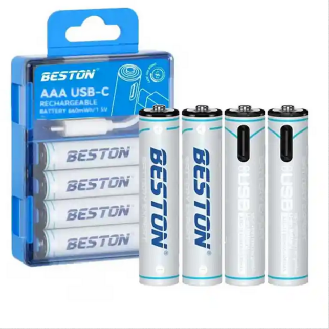 Beston AAA Lithium USB-C Rechargeable Battery 660mWh 4PCS 1.5V (Type-C Port)