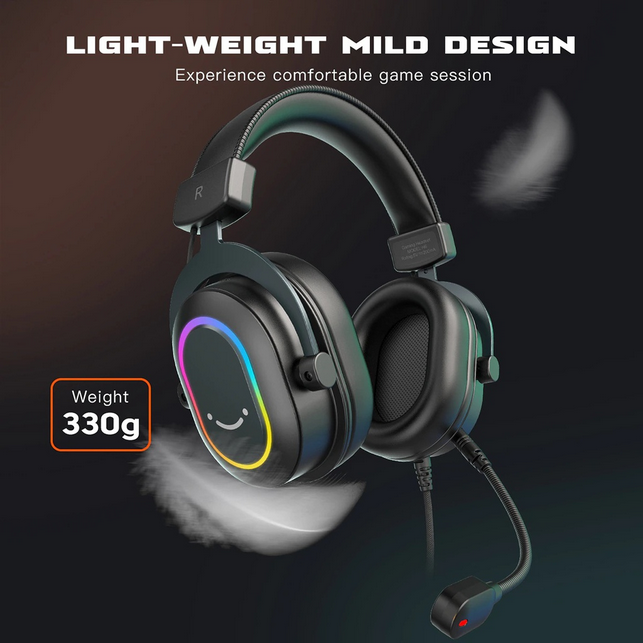FIFINE H6 USB Headset with 24-bit, 7.1 Surround Sound, EQ modes, RGB, Volume & Mute Control,