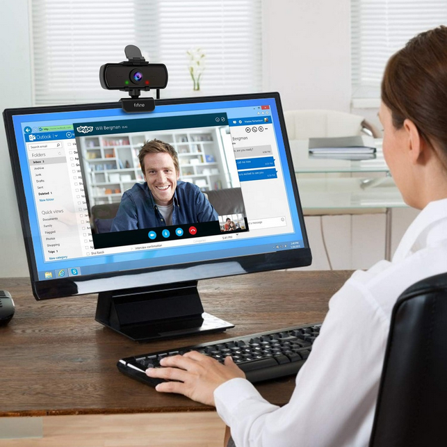 Fifine K420 Webcam 1440P, 2K Web Camera With Privacy Cover & Tripod