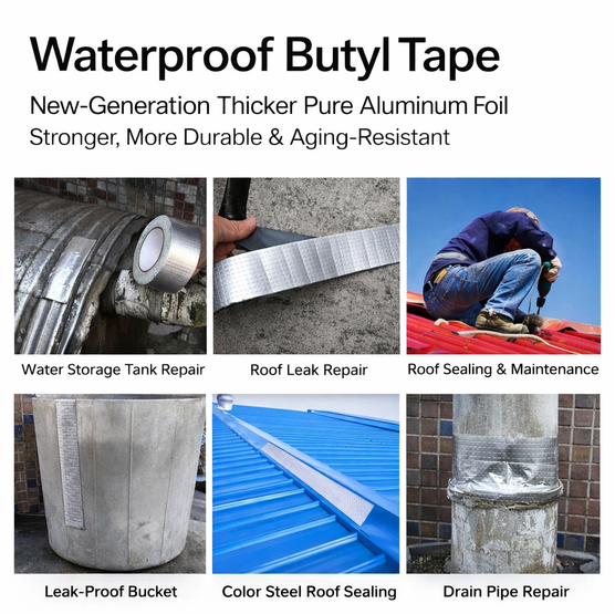 Heavy-Duty Waterproof Butyl Rubber Tape (5cm x 5m) | Aluminum Foil Leak Repair Tape