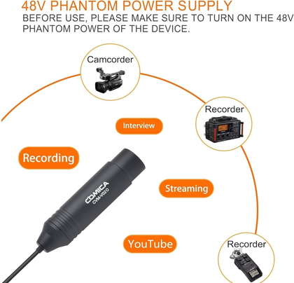 Comica V020 XLR 48V Phantom Power Lavalier Microphone (4.5m)