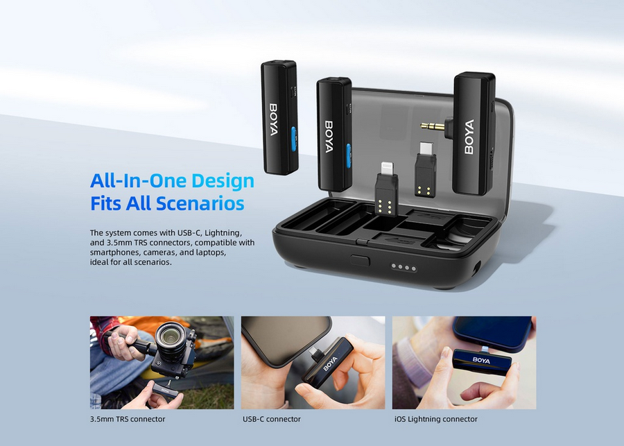 BOYALINK Wireless Lavalier Microphone for iPhone,Android-C & Camera Vlogging With Charging Case