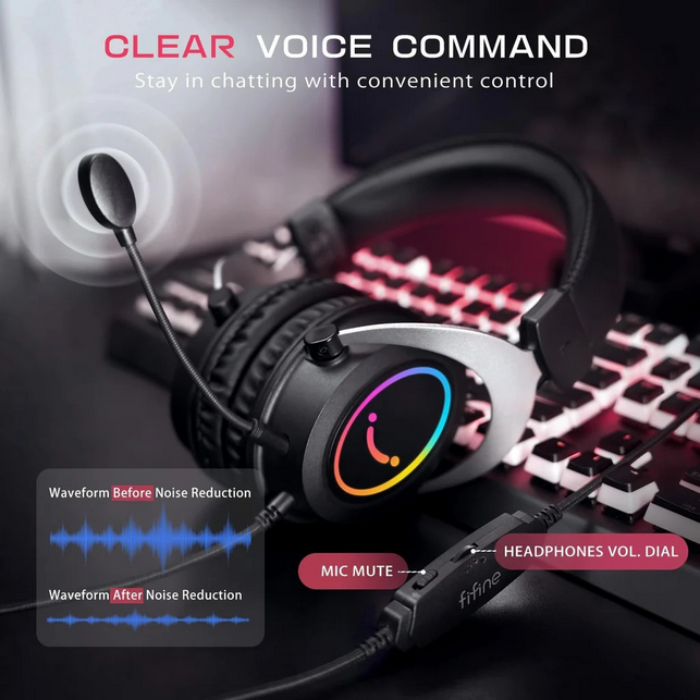 FIFINE AmpliGame H3 RGB Headset with 3.5mm TRRS Jack for PS4/5, Xbox, Switch