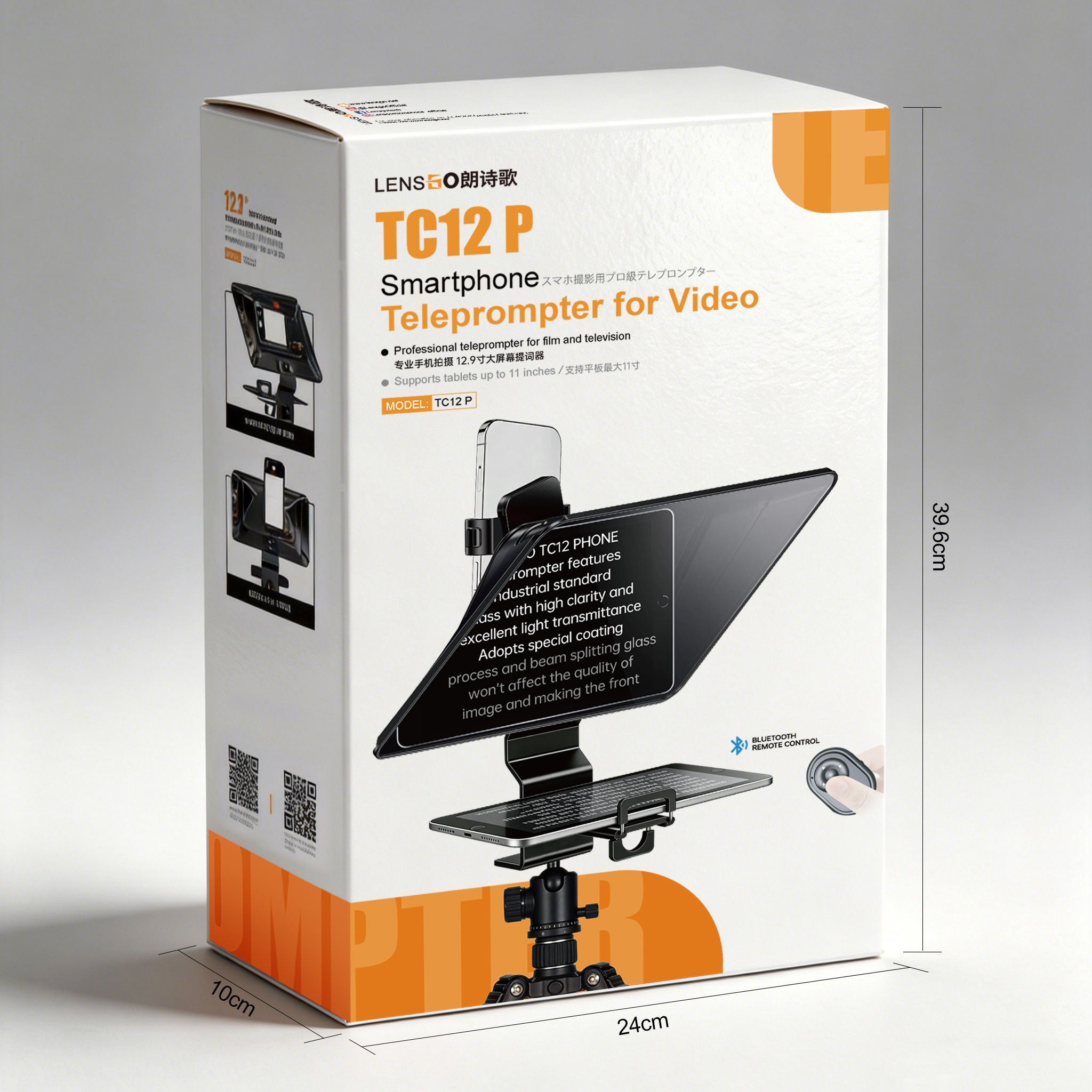 Lensgo TC12P Professional Smartphone Teleprompter with Bluetooth Remote