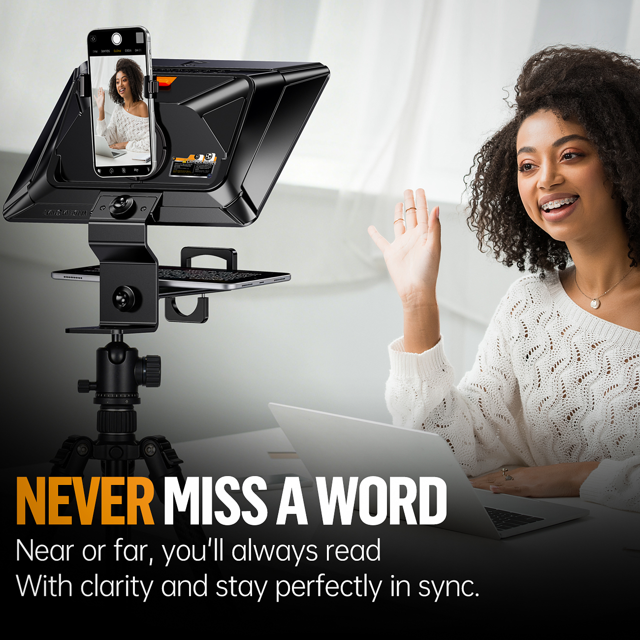 Lensgo TC12P Professional Smartphone Teleprompter with Bluetooth Remote