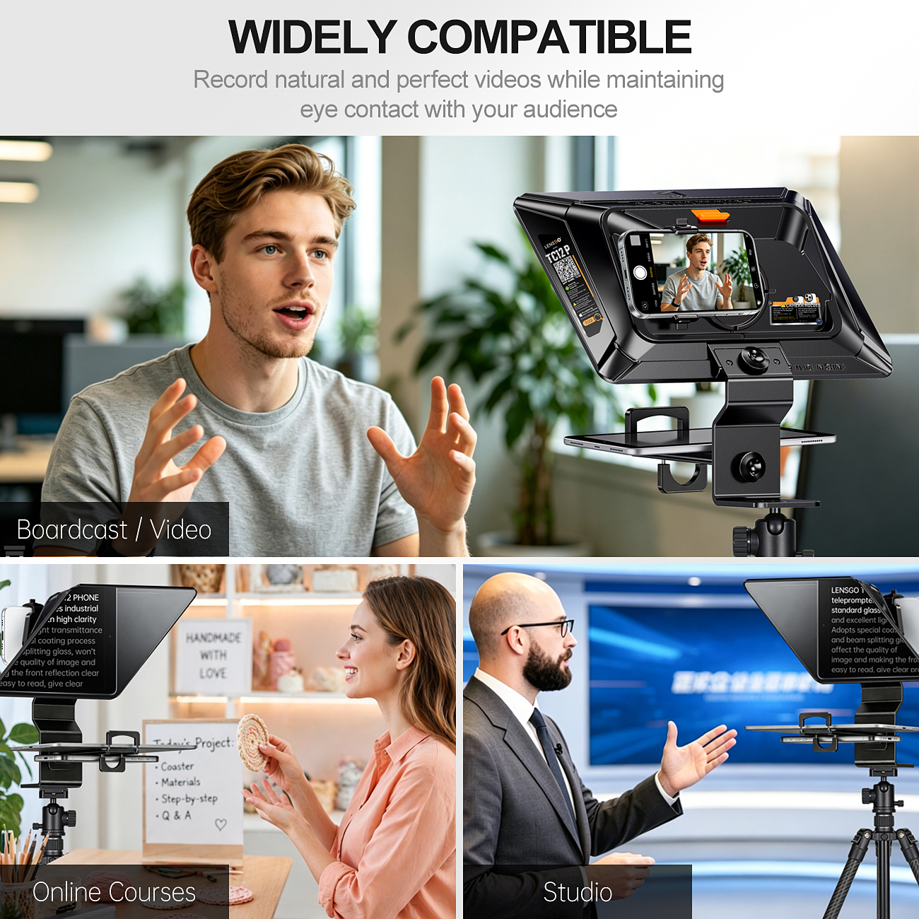 Lensgo TC12P Professional Smartphone Teleprompter with Bluetooth Remote