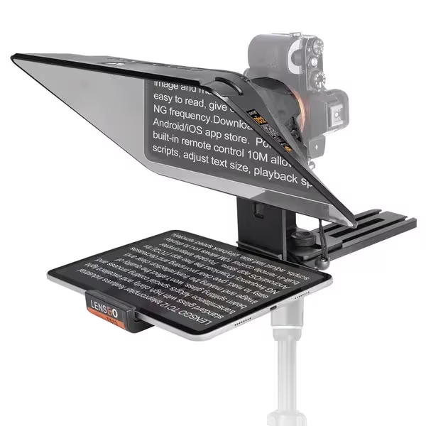 LENSGO TC12 Video Teleprompter for Smartphones and Cameras with App Support
