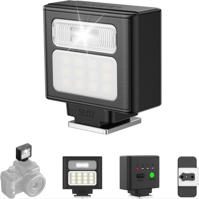 ULANZI SL02 Camera Mini Flash Speedlite With Video Light For Canon Fuji Sony