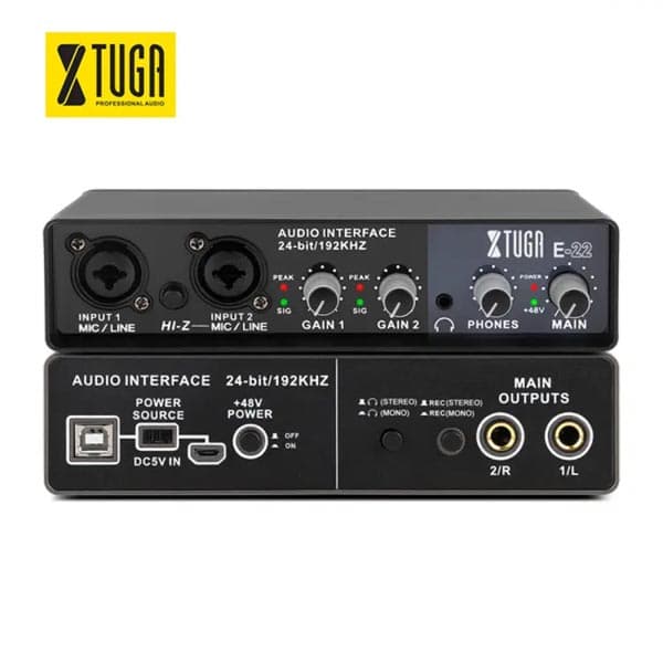 XTUGA E22 Audio Interface Sound Card with Monitoring,Electric Guitar Live Recording