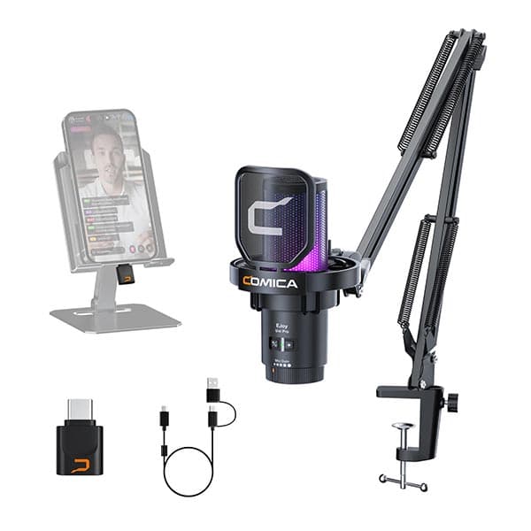 COMICA EJoy Uni Pro RGB Cardioid Condenser Wireless USB Microphone - Black