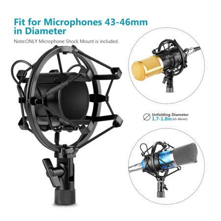 Universal Microphone Shock Mount for Condenser Mic Metal (Black)