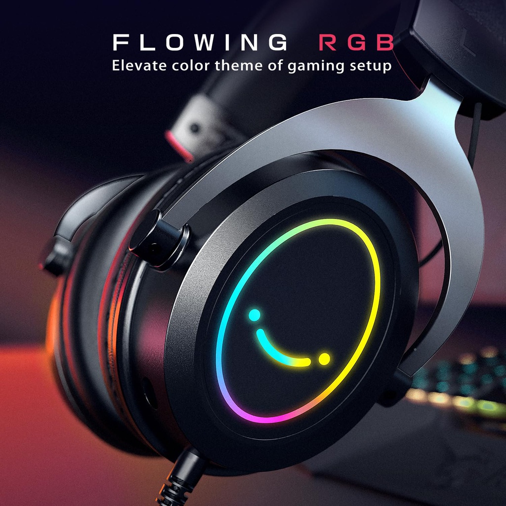 FIFINE AmpliGame H3 RGB Headset with 3.5mm TRRS Jack for PS4/5, Xbox, Switch, In-line Volume &amp; Mute Control