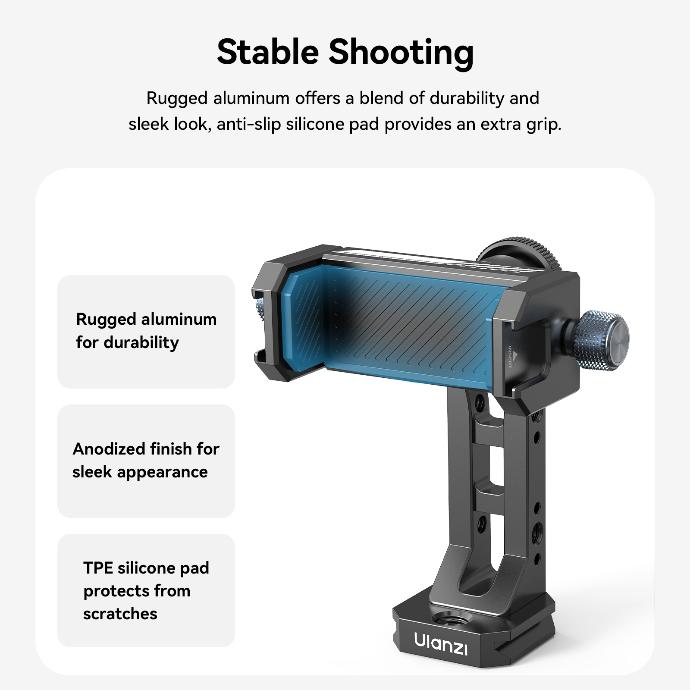 Ulanzi PT-3 Triple Cold Shoe Gimbal Microphone Mount Extenstion Bar, w 1/4 inch Adapter Video Light Microphone Mount