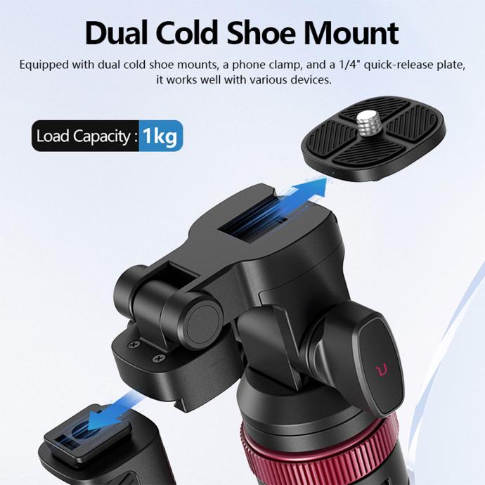 Ulanzi PT-3 Triple Cold Shoe Gimbal Microphone Mount Extenstion Bar, w 1/4 inch Adapter Video Light Microphone Mount