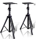 Pyle Dual Studio Monitor 2 Speaker Stand Mount Kit - Heavy Duty Tripod Pair and Adjustable Height from 34.0” to 53.0” w/Metal Platform Base - Easy Mobility Safety PIN for Structural Stability PSTND32