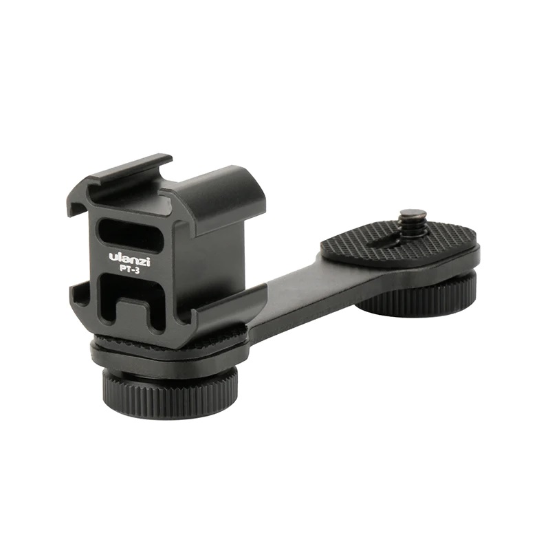 Ulanzi PT-3 Triple Cold Shoe Gimbal Microphone Mount Extenstion Bar, w 1/4 inch Adapter Video Light Microphone Mount