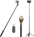 ULANZI SK-03 Selfie Stick Tripod, 63&quot; Professional Stable Phone Tripod Stand for Smartphone/Camera/Gopro, 3 in 1 Extendable Phone Tripod with Detachable Remote for Travel Selfies Video Recording Vlog