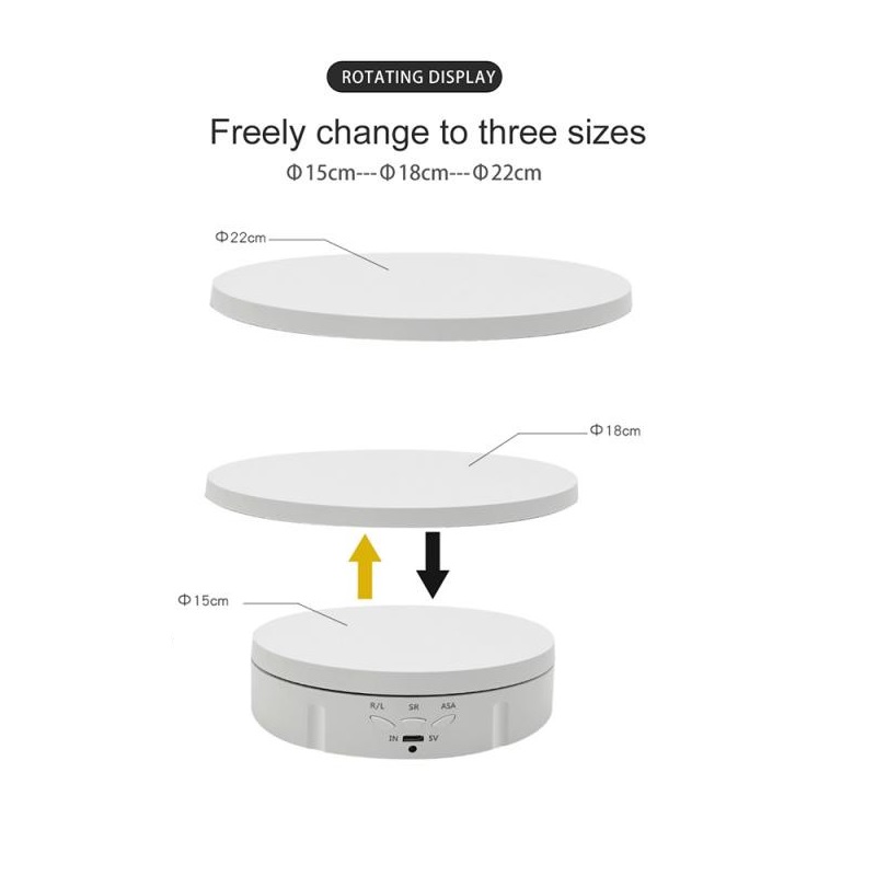 Hive 3 in 1 360 Degree Rotation Photography Turntable Display Stand (White) RT-360