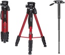 Jmary KP-2264 Professional Aluminium Tripod Monopod for All DSLR Cameras (RED)