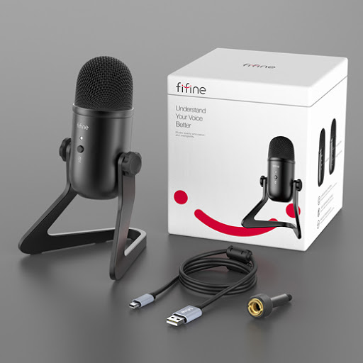 Fifine K678 Studio USB Mic With A Live Monitoring Gain Controls A Mute Button For Podcasting