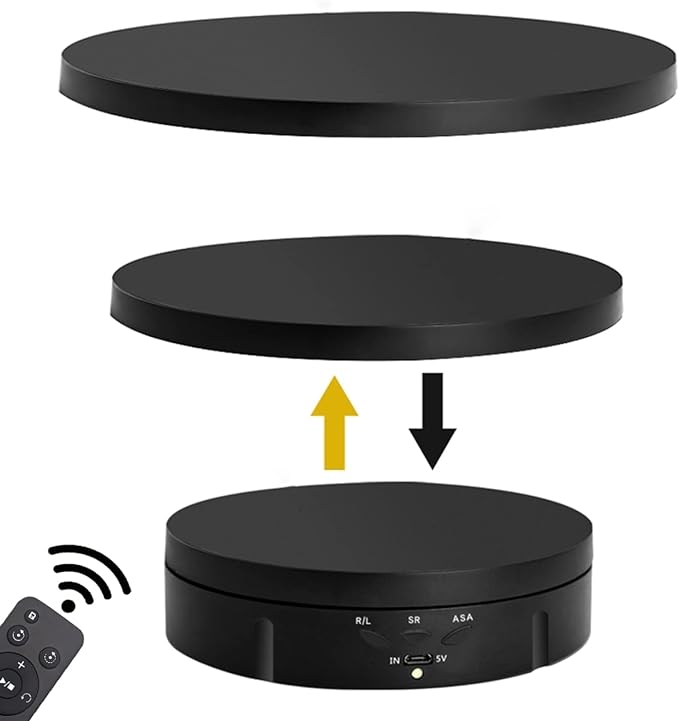 Hive 3 in 1 360 Degree Rotation Photography Turntable Display Stand(Black) RT-360