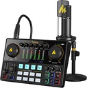 Maono AME2A Professional Sound Card Condenser Microphone Set Maonocaster Studio Audio Interface Mixer with Phantom power for Live