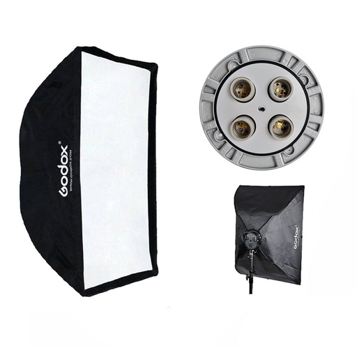 [E27TL4] Godox TL-4 4in1 Multi-Holder Studio E27 Socket Tricolor Lighting Lamp Head with 60*60cm Softbox