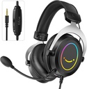 FIFINE AmpliGame H3 RGB Headset with 3.5mm TRRS Jack for PS4/5, Xbox, Switch, In-line Volume & Mute Control