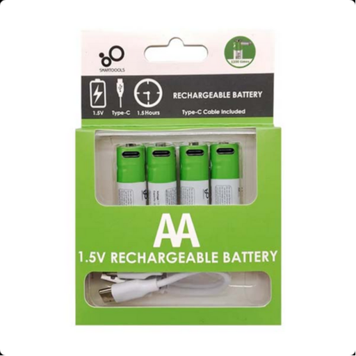 [Smartooolsaa] Smartoools 1.5V Type-C Rechargeable Batteries AA (4-Pack) With Type-C Cable