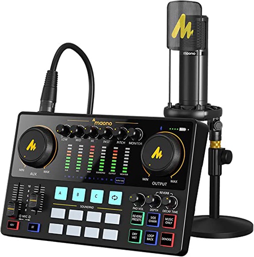 [AME2A] Maono AME2A Professional Sound Card Condenser Microphone Set Maonocaster Studio Audio Interface Mixer with Phantom power for Live