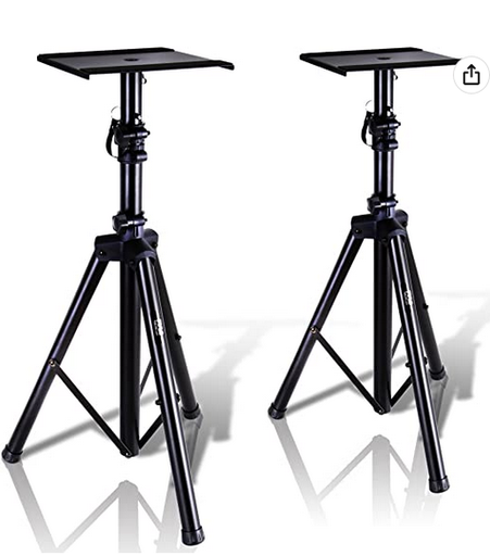 [HSS-08] Dual Studio Monitor 2 Speaker Stand Mount Kit - Heavy Duty Tripod 1-Pair