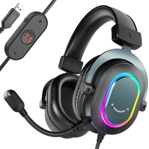 [H6] FIFINE H6 USB Headset with 24-bit, 7.1 Surround Sound, EQ modes, RGB, Volume &amp; Mute Control, Detachable Mic